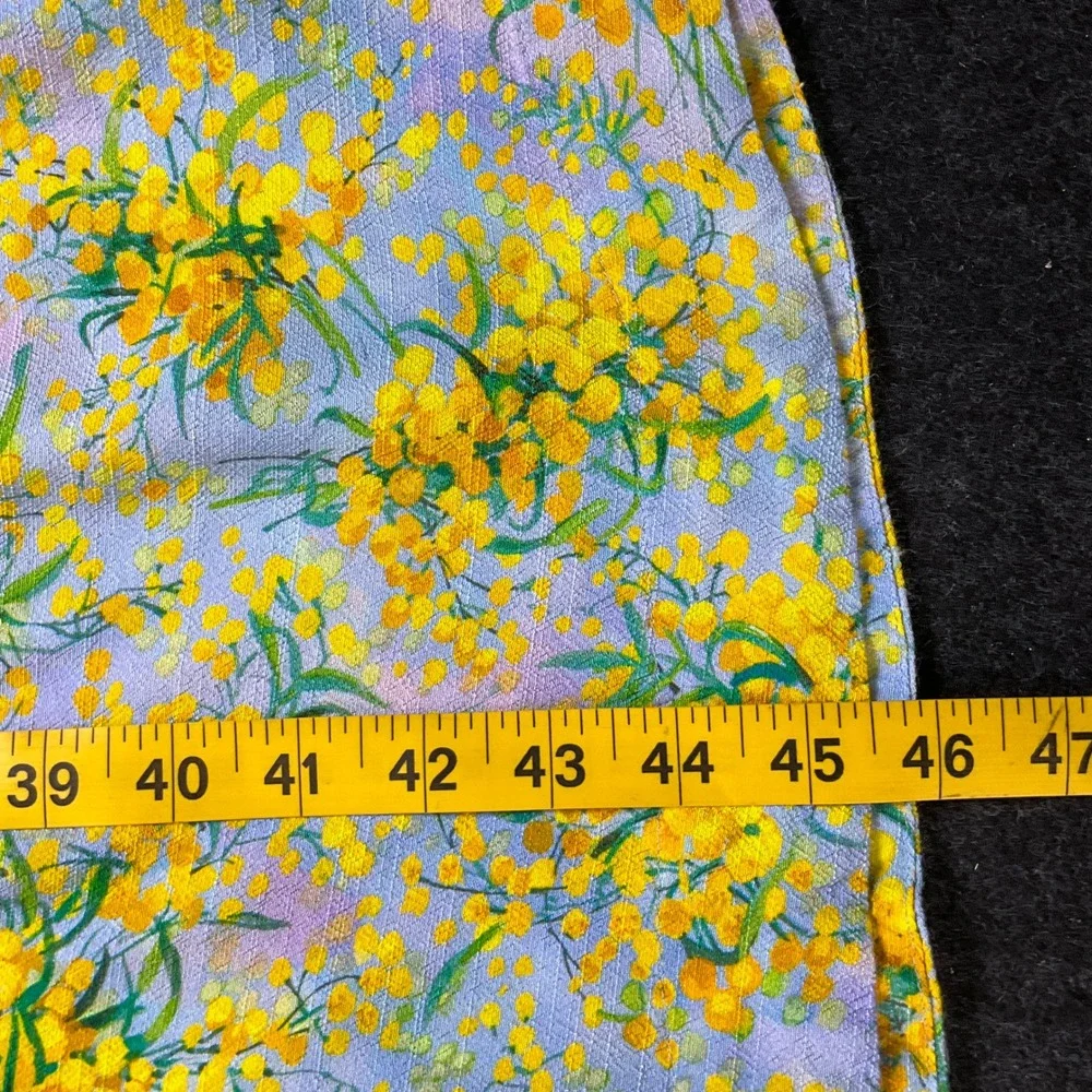 & Other Stories Midi Dress Womens 2 Blue Yellow Floral Boho Classic V-Neck